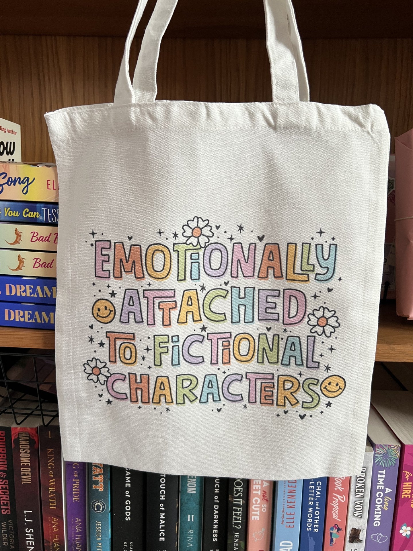 "Emotionally Attached To Fictional Characters" Canvas Tote