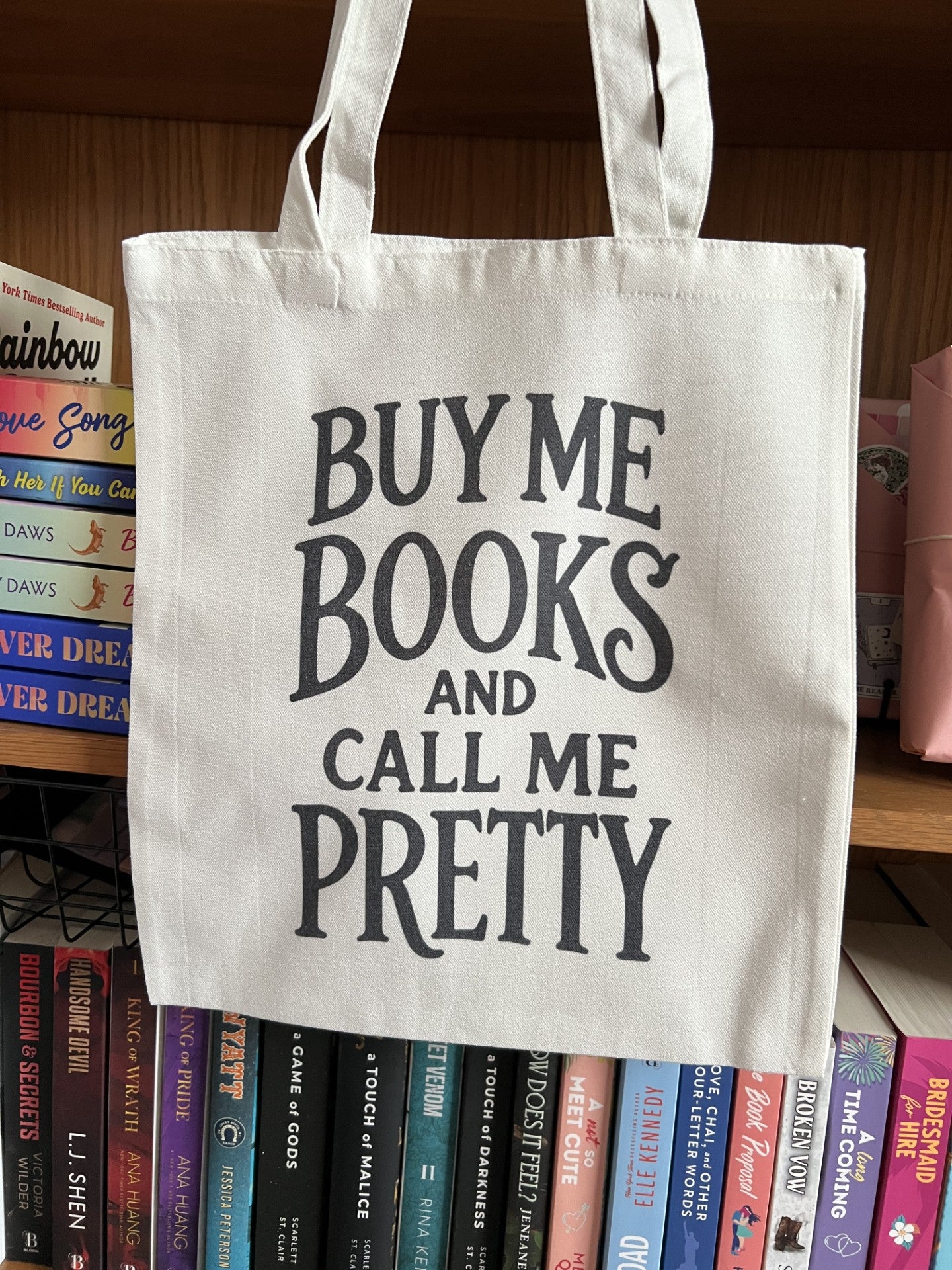 "Buy Me Books And Call Me Pretty" Canvas Tote